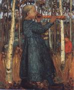 Paula Modersohn-Becker Trumpeting Gril in a Birch Wood oil painting
